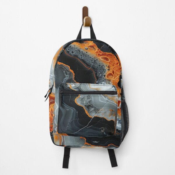 Item preview, Abstract Marble Pattern with Orange and Black Veins designed and sold by Nest & Thread.