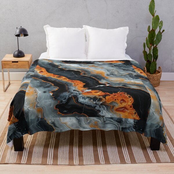 Artikelvorschau, Abstract Marble Pattern with Orange and Black Veins entworfen und verkauft von Nest & Thread.