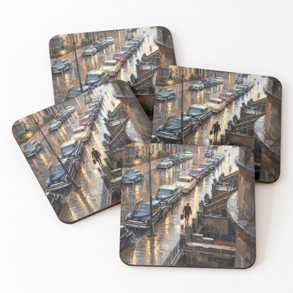 Item preview, Golden Hour Reflections: Rain on a Classic Street designed and sold by CleverCulture.