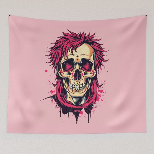 Item preview, Heavy Metal Skull Red Mullet Rocker Art designed and sold by ERODED SELF.