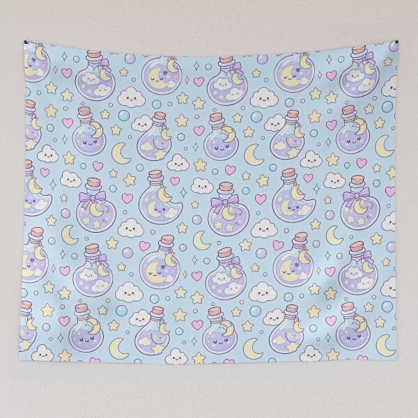 Item preview, Kawaii Moon Potion Pattern designed and sold by Soft Berry Studio.
