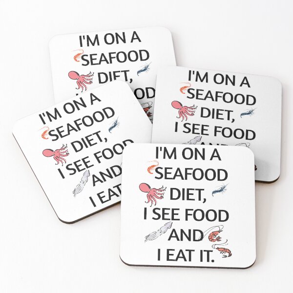 Item preview, I'm on a Seafood Diet - Funny Food Pun Humor designed and sold by KMKDesignStudio.