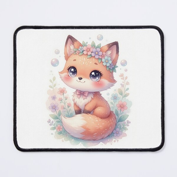 Item preview, Cute Baby Fox with Flowers Watercolor Art designed and sold by HappyOops.