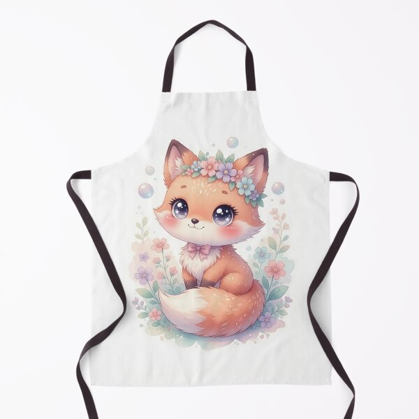 Item preview, Cute Baby Fox with Flowers Watercolor Art designed and sold by HappyOops.