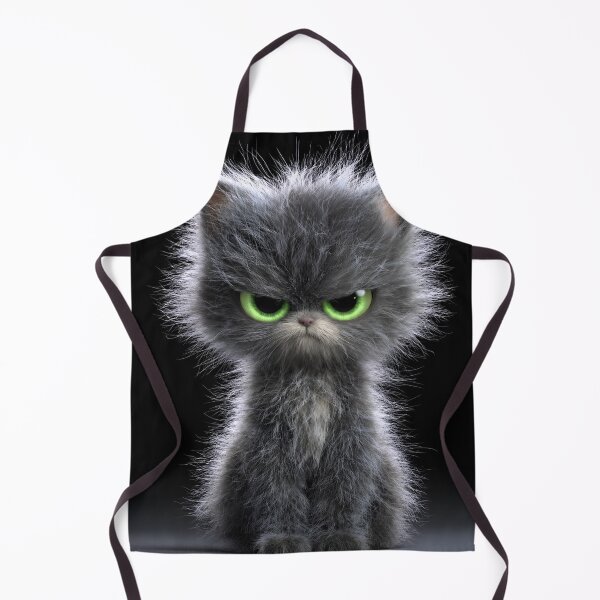 Item preview, Grumpy Neon Green Eyes Cat – Fluffy Gray Kitten Funny Gothic Pet Art designed and sold by IRON SIREN.