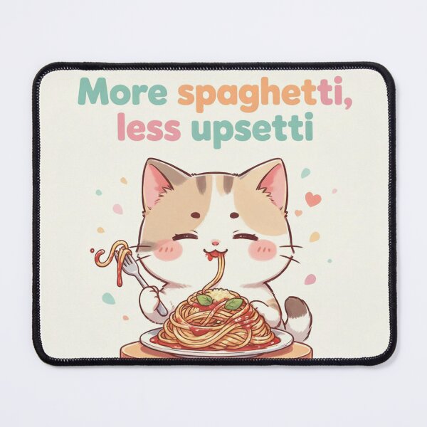 Item preview, More Spaghetti Less Upsetti Cute Kawaii Cat Pasta designed and sold by KMKDesignStudio.