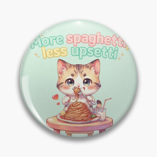 Item preview, More Spaghetti Less Upsetti Cute Cat Pasta Pun designed and sold by KMKDesignStudio.