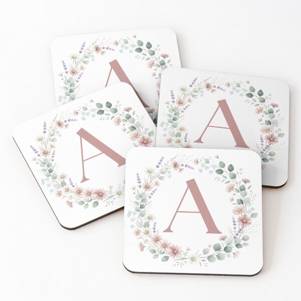 Item preview,  Pink Letter A Floral Wreath Monogram designed and sold by ITCHAWAWAA.