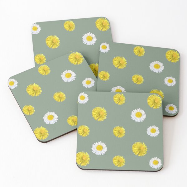 Item preview, Minimalist Daisy and Dandelion Polka Dot Floral Pattern designed and sold by BalkanBloomArt.