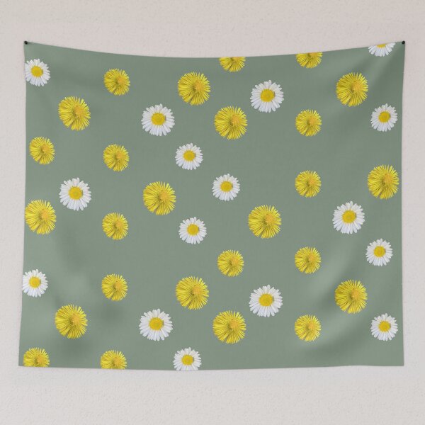 Item preview, Minimalist Daisy and Dandelion Polka Dot Floral Pattern designed and sold by BalkanBloomArt.