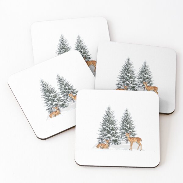 Item preview, CHRISTMAS TREES, WHITE-TAILED DEER,  FIR, PINE, SNOW, WINTER WILDLIFE designed and sold by classic car craze.