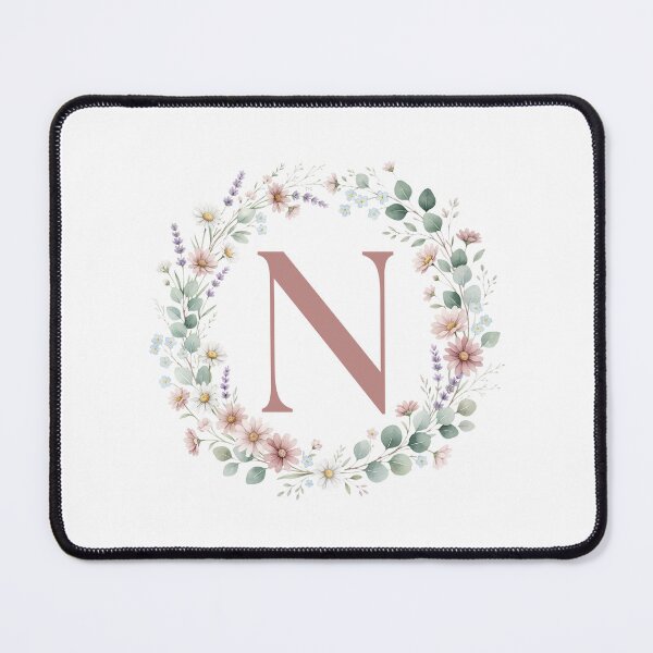 Item preview, Pink Letter N Floral Wreath Monogram designed and sold by ITCHAWAWAA.