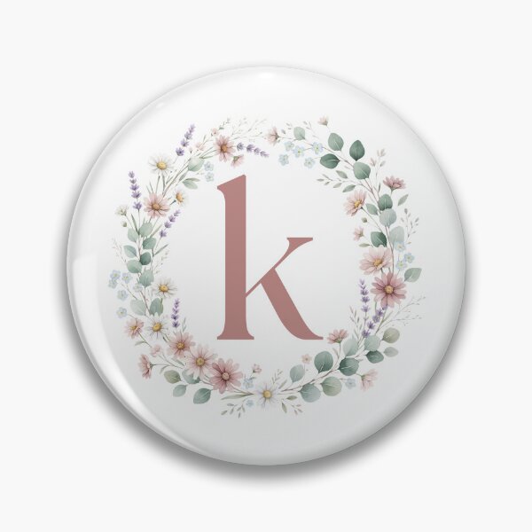 Item preview, Pink Letter K Floral Wreath Monogram designed and sold by ITCHAWAWAA.