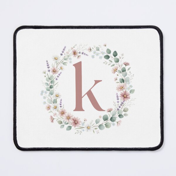 Item preview, Pink Letter K Floral Wreath Monogram designed and sold by ITCHAWAWAA.