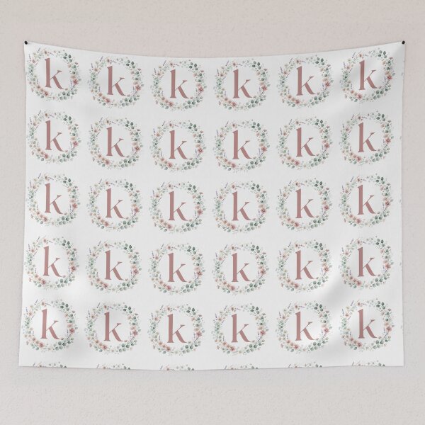 Item preview, Pink Letter K Floral Wreath Monogram designed and sold by ITCHAWAWAA.
