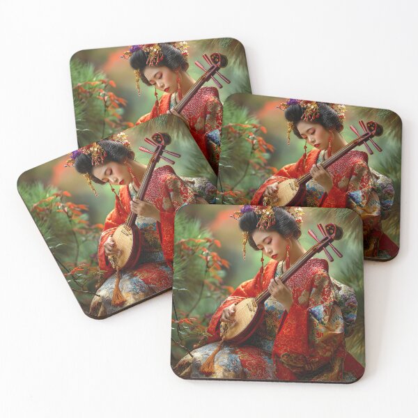 Item preview, Elegant Woman Playing Traditional Musical Instrument designed and sold by Artessie.