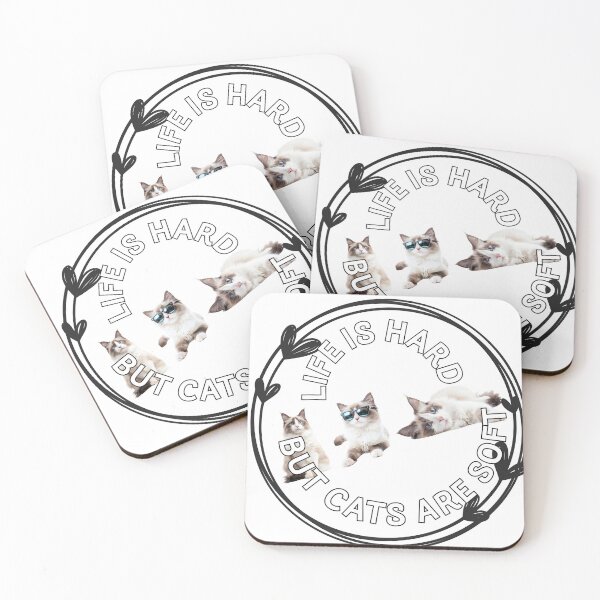 Item preview, Life Is Hard But Cats Are Soft Funny Cat Quote designed and sold by KMKDesignStudio.