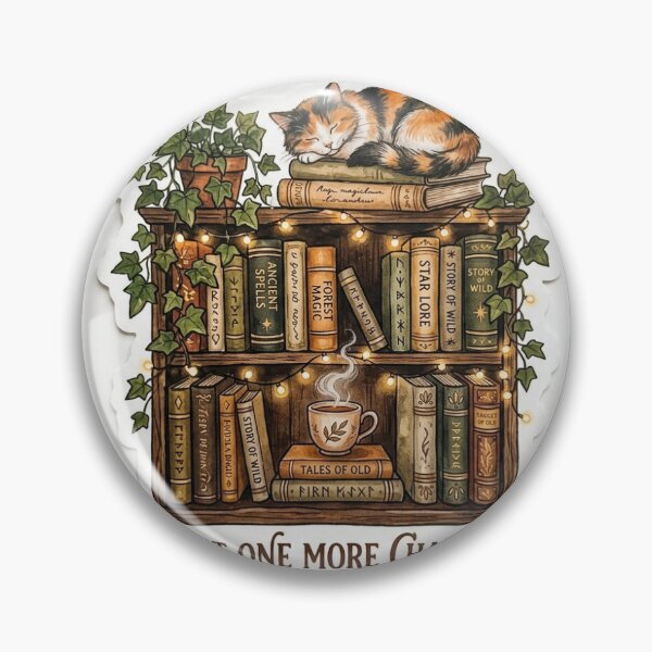 Item preview, Just One More Chapter Cozy Bookshelf Cat Book Lover Sticker designed and sold by RetroVibe Supply.