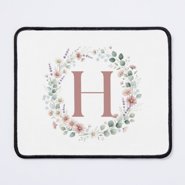 Item preview, Pink Letter H Floral Wreath Monogram designed and sold by ITCHAWAWAA.