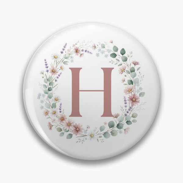 Item preview, Pink Letter H Floral Wreath Monogram designed and sold by ITCHAWAWAA.