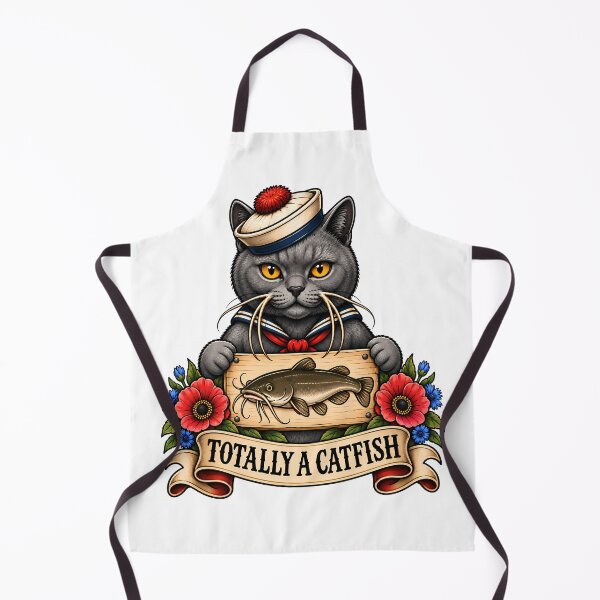 Item preview, Totally A Catfish Sailor Cat Vintage Tattoo designed and sold by Old's Cool Cat Studio.