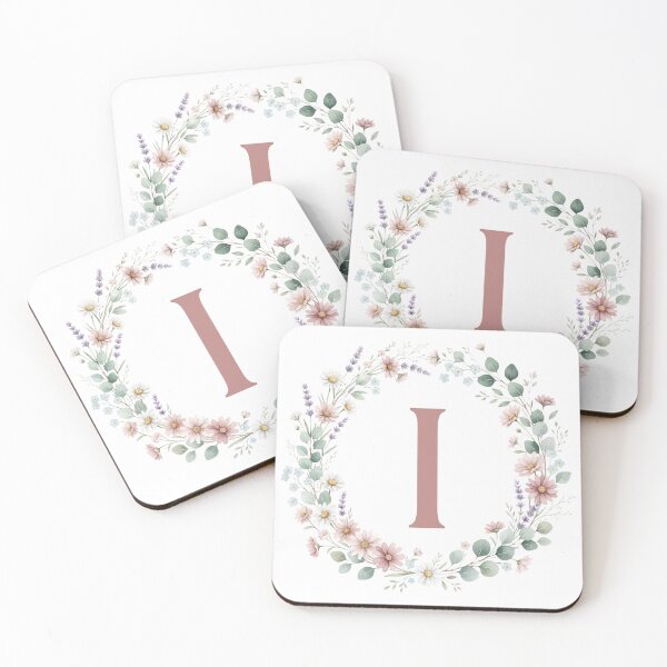 Item preview, Pink Letter I Floral Wreath Monogram designed and sold by ITCHAWAWAA.