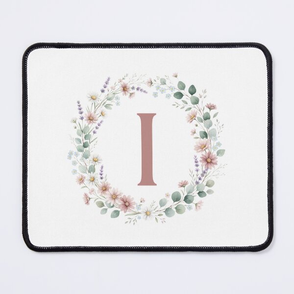 Item preview, Pink Letter I Floral Wreath Monogram designed and sold by ITCHAWAWAA.