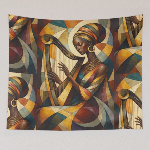 Item preview, Beautiful Woman Playing the Harp Illustration designed and sold by GalleryKauffeld.