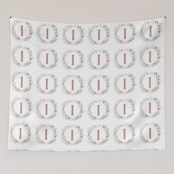 Item preview, Pink Letter I Floral Wreath Monogram designed and sold by ITCHAWAWAA.