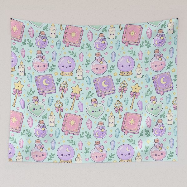 Item preview, Kawaii Potion And Magic Mix Pattern designed and sold by Soft Berry Studio.