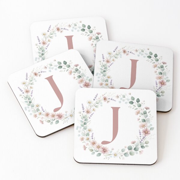 Item preview, Pink Letter J Floral Wreath Monogram designed and sold by ITCHAWAWAA.
