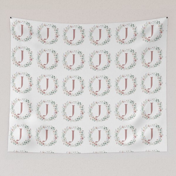 Item preview, Pink Letter J Floral Wreath Monogram designed and sold by ITCHAWAWAA.