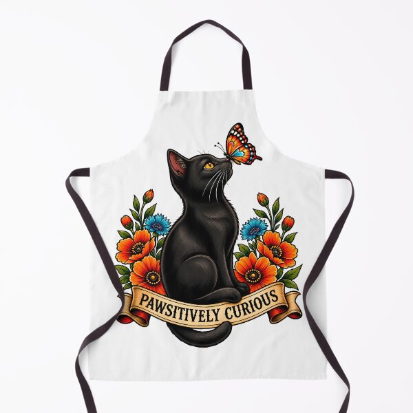 Aperçu de l'œuvre Pawsitively Curious Black Cat Butterfly Tattoo créée et vendue par Old's Cool Cat Studio.