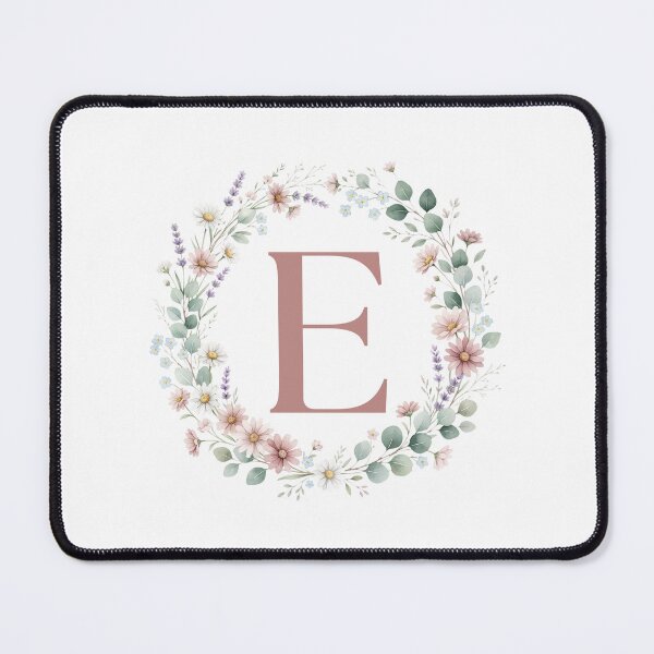 Item preview, Pink Letter E Floral Wreath Monogram designed and sold by ITCHAWAWAA.