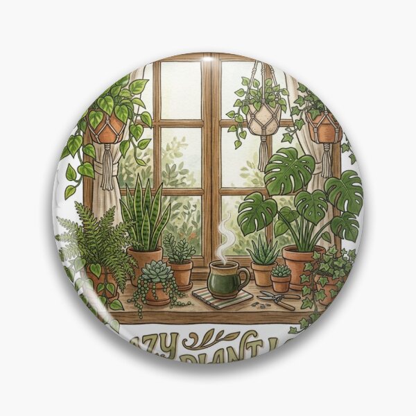 Artikelvorschau, Vintage-Aufkleber „Verrückte Pflanzenliebhaberin“ mit botanischen Zimmerpflanzenmotiven entworfen und verkauft von RetroVibe Supply.