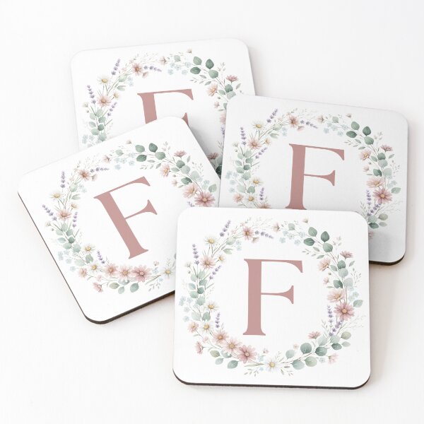 Item preview,  Pink Letter F Floral Wreath Monogram designed and sold by ITCHAWAWAA.
