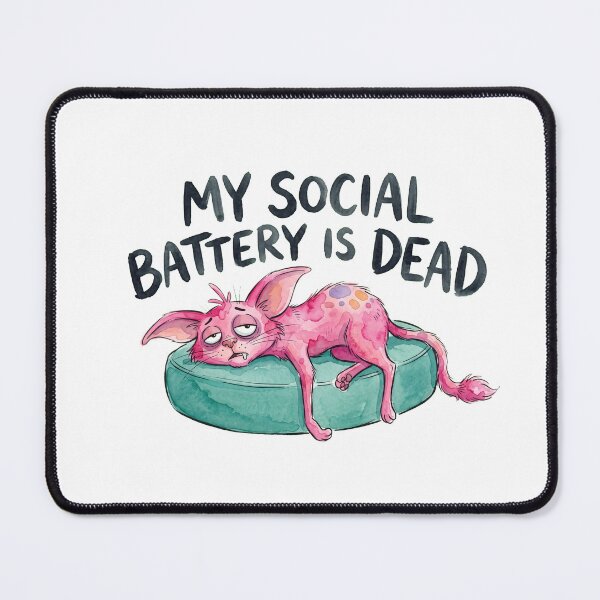 Item preview, Social Battery Is Dead Pink Cat designed and sold by septii.