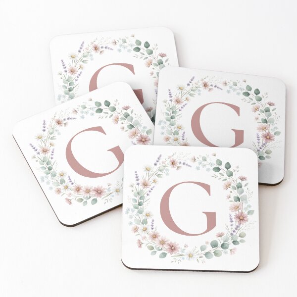 Item preview, Pink Letter G Floral Wreath Monogram designed and sold by ITCHAWAWAA.