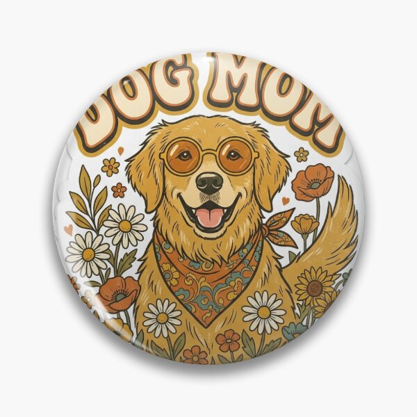 Item preview, Dog Mom Retro Golden Retriever Floral Vintage Sticker designed and sold by RetroVibe Supply.