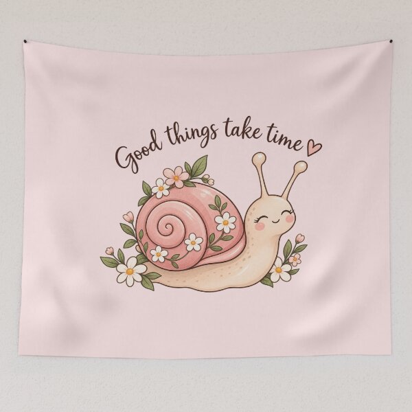 Item preview, Good Things Take Time Cute Floral Snail | Kawaii Cottagecore Girly Sticker designed and sold by StickyDelights.