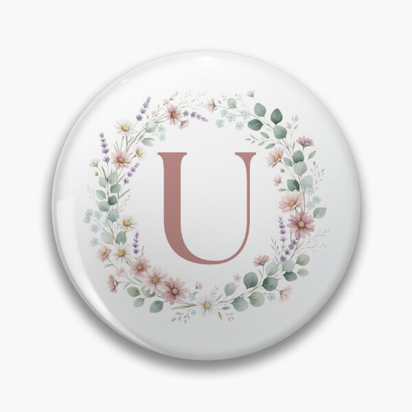 Item preview, Pink Letter U Floral Wreath Monogram designed and sold by ITCHAWAWAA.