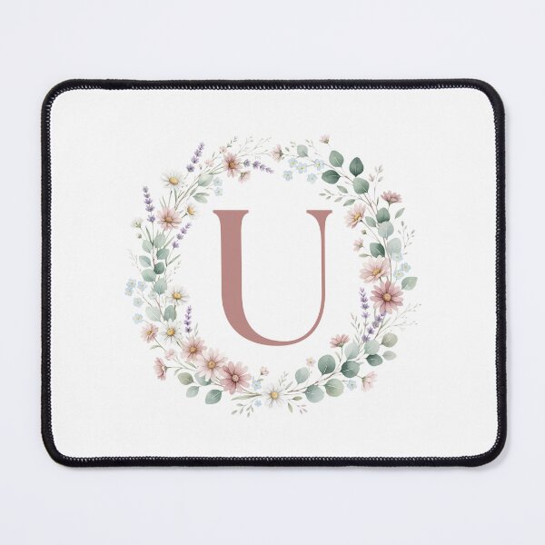 Item preview, Pink Letter U Floral Wreath Monogram designed and sold by ITCHAWAWAA.