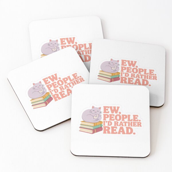 Item preview, Ew People Id Rather Read Smiling Cat Bookworm designed and sold by KMKDesignStudio.