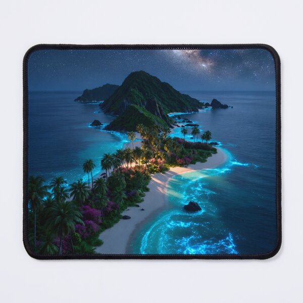 Item preview, Bioluminescent Island Paradise – Tropical Beach Under the Milky Way designed and sold by IRON SIREN.