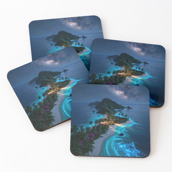Item preview, Bioluminescent Island Paradise – Tropical Beach Under the Milky Way designed and sold by IRON SIREN.