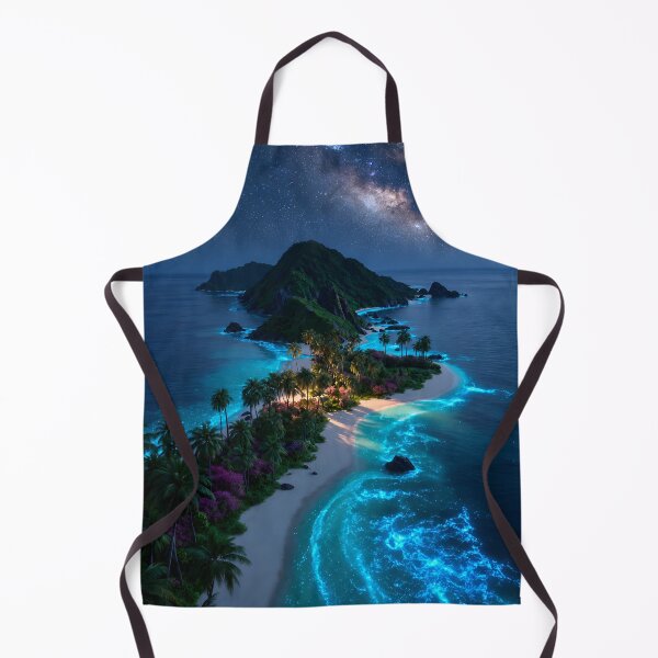 Item preview, Bioluminescent Island Paradise – Tropical Beach Under the Milky Way designed and sold by IRON SIREN.