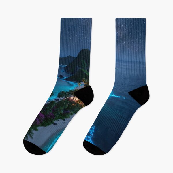 Item preview, Bioluminescent Island Paradise – Tropical Beach Under the Milky Way designed and sold by IRON SIREN.