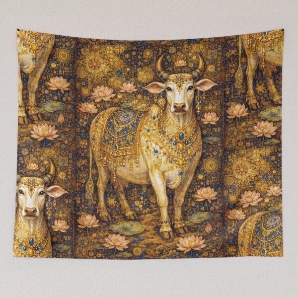 Item preview, Sacred Cow – Indian Spiritual Painting designed and sold by GalleryKauffeld.