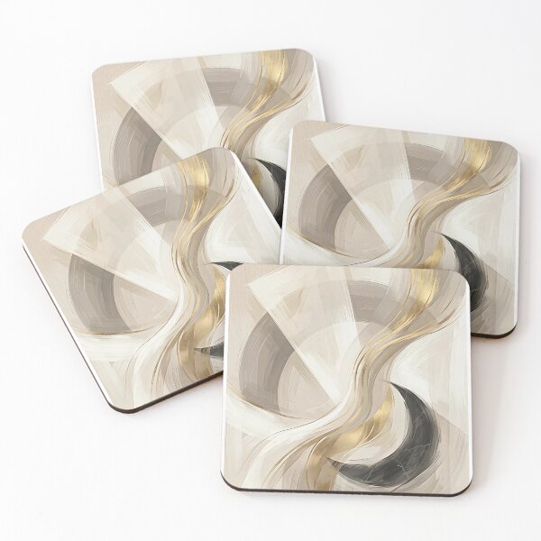 Item preview, Modern Beige Gold Black Abstract Brushstroke Wall Art designed and sold by TOOBIC.