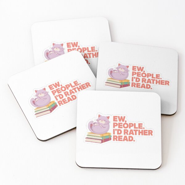 Item preview, Ew People Id Rather Read Cute Cat Bookworm Sticker designed and sold by KMKDesignStudio.